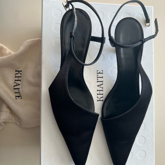 KHAITE Black Pointed Slingback Heels - Picture 3 of 8
